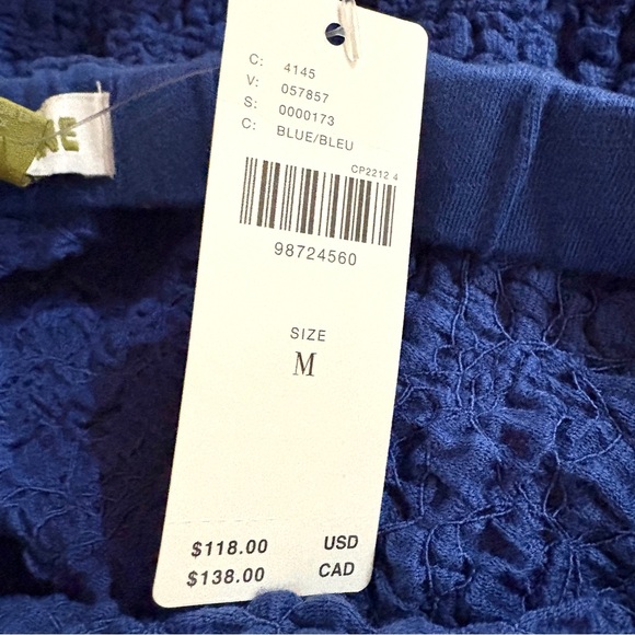 ANTHROPOLOGIE Celandine Strapless Popcorn Midi Blue Dress NWT Size Medium - Picture 7 of 9